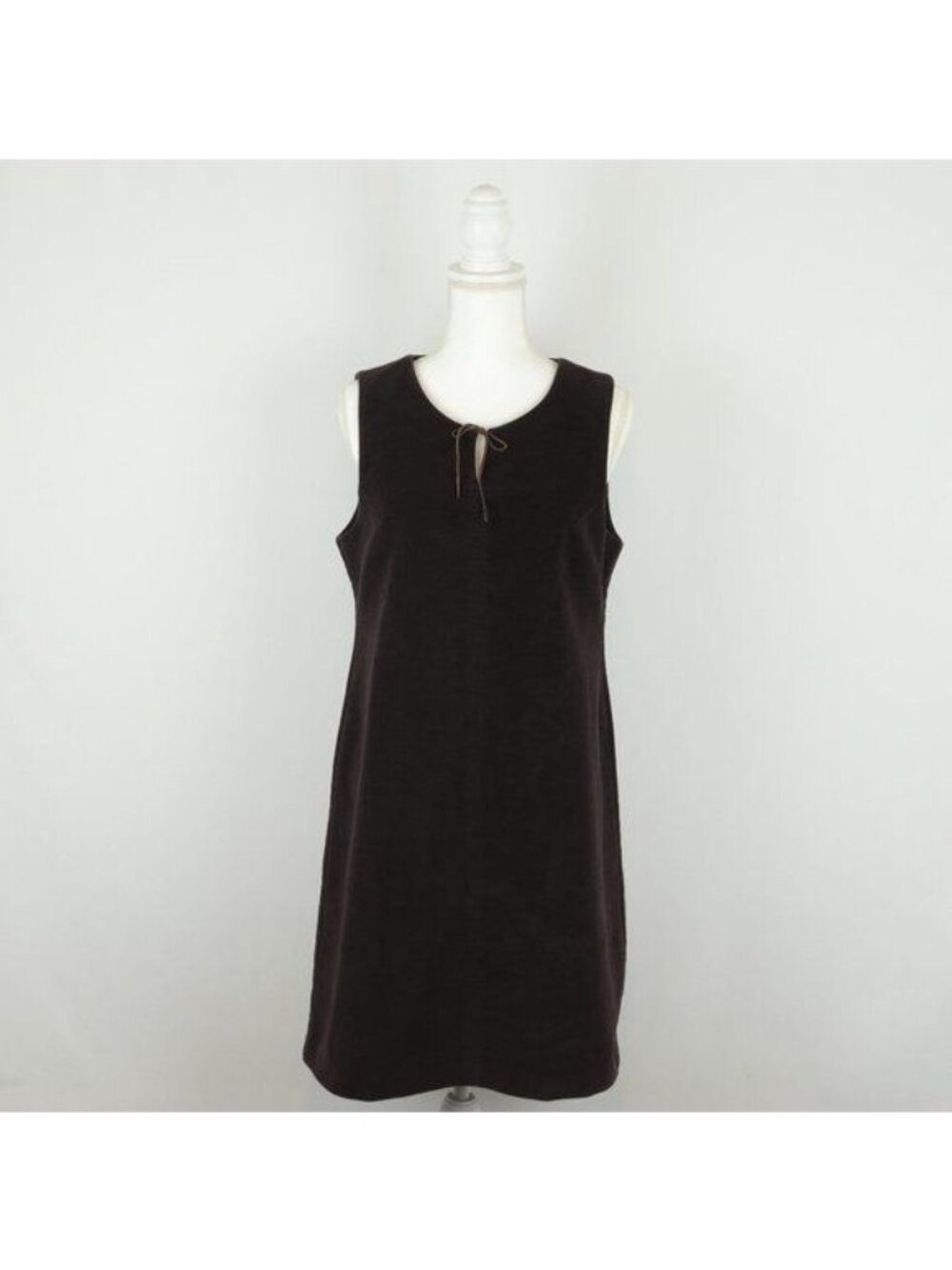 L.L. Bean Women's Size 6 Petite Brown Woven Split Neck Pull Over Sheath Dress